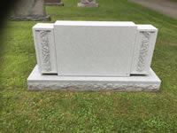 White granite three-piece upright monument
